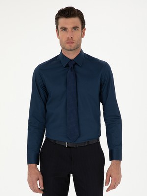 Cacharel Erkek Lacivert Slim Fit Pamuk Klasik Gömlek 50285570-VR033