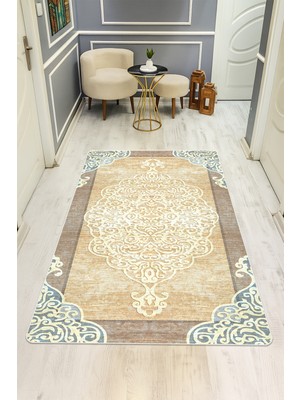 Dolce Mariee Dijital Baskı Klasik Desen Kaymaz Taban Halı H0998
