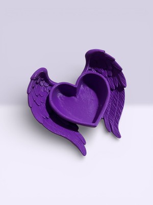 3D Tasarım Melek Kanatlı Kalp Takı Standı (Mor)