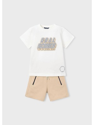 Mayoral Erkek Çocuk Penye Şort Takım Krem