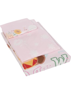 Braventa Collection Masha Lisanslı Karakter BASKILI%100 Pamuk Bebek Pike Takımı, Pembe, Bebek