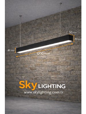 Sky Lighting 3000K / Lineer 120CM ( Siyah Kasa / Günışığı ) Sarkıt LED Avize /salon/mutfak/lineer Avize