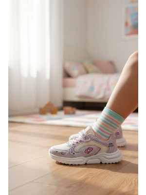 Enoch Kalp ve Desen Detaylı Çocuk Spor Ayakkabı Cırtlı