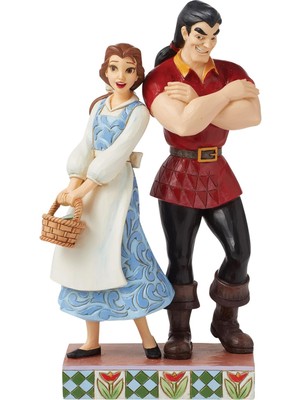 ENESCO Jim Shore Beauty And The Beast Belle And Gaston Good Vs. Evil Figurine- Reçine El Boyalı Koleksiyon Disney Figürleri Ev Dekorasyonu Heykeli, 20 cm