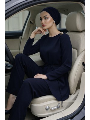 Vent Giyim Tesettür Kadın Asimetrik Tunik Pantolon Ikili Takım- Bayramlık/özel Gün Şık Tasarım