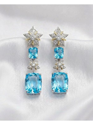 Leifa Jewelry Celestia Blue Mavi Kuartz Taşlı 925 Ayar Gümüş Küpe