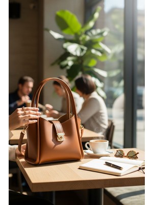 ROYAL LADYS Kadın Çanta – Kilit Detaylı El Çantası | Gold Aksesuarlı, Tam Boy Iç Cüzdanlı, Uzun Askılı