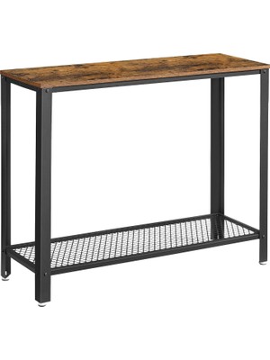 Braventa Collection Konsol Masası, 2 Katlı Koridor Masası, Izgara Raflı, Dar Masa, Metal Çerçeve, Ayarlanabilir Ayaklar,