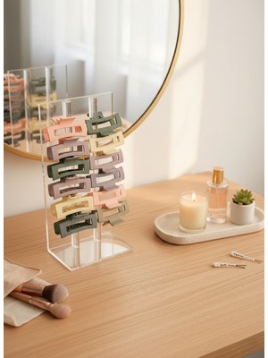 My Vintage 12\'li Kare 8 cm Renkli Kadın Mandal Toka Seti