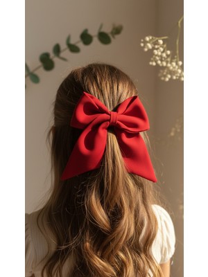 My Vintage Kadın Kırmızı Saten Otomatik Fiyonk Toka 23 Nisan Çocuk Toka