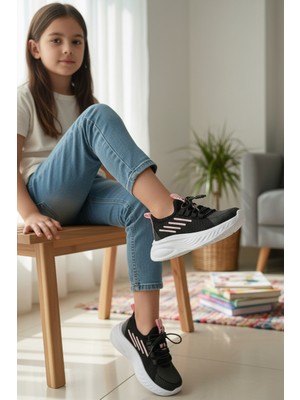 Enoch Çizgi Detaylı Kız Çocuk Spor Ayakkabı Esnek Bağcıklı