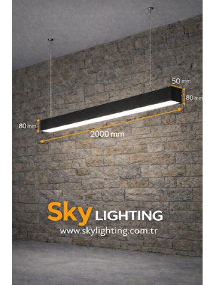 Sky Lighting 3000K / Lineer 200CM ( Siyah Kasa / Günışığı ) Sarkıt LED Avize /salon/mutfak/lineer Avize