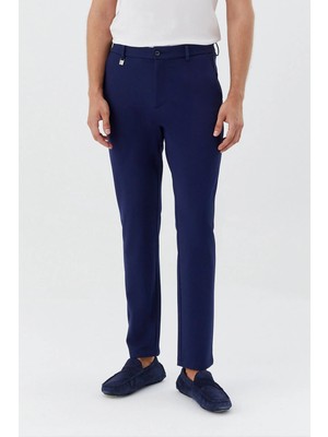 Sabri Özel Regular Fit Fermuar Detaylı Erkek Pantolon Koyu Lacivert