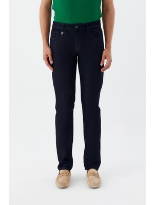 Sabri Özel Erkek Lacivert Beş Cep Denim Pantolon – Standart Bel