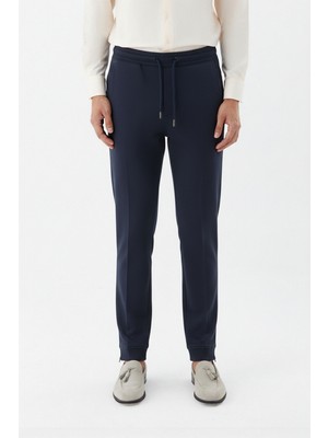 Sabri Özel Giotelli Lacivert Regular Fit Pamuk Karışımlı Örme Jogger Pantolon