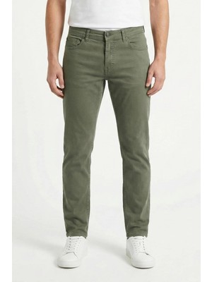 Sabri Özel Giotelli Haki Slim Fit 5 Cepli Denim Pantolon