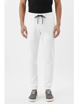 Sabri Özel Giotelli Ekru Normal Kesim Regular Fit Pamuklu Örme Jogger Pantolon