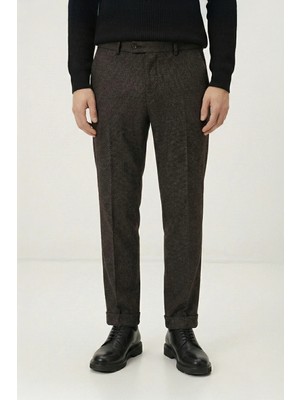 Giotelli Kahve Dokuma Kumaş Normal Bel Standart Boy Erkek Pantolon