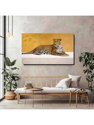 Artprinta Leopar Kanvas Tablo – Panoramik Modern Vahşi Yaşam Duvar Dekoru