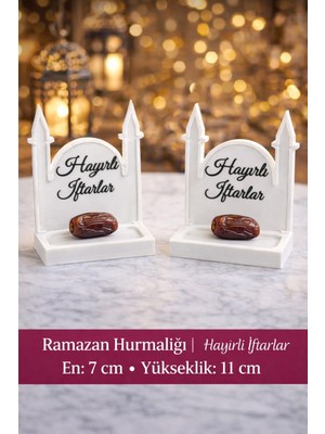 M&D Design Ramazan Hurmalığı 2’li Set – Hayırlı Iftarlar Yazılı Dekoratif Hurma Standı (7X11 Cm) Camii Figürlü