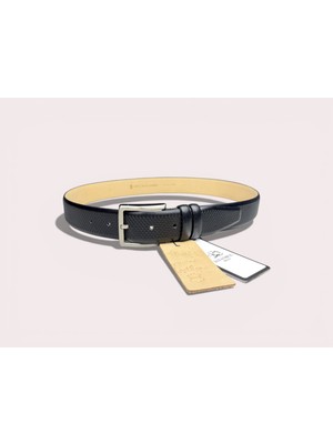 İstanbul Belt Hakiki Deri Erkek Kemer – Ince Dokuma Desenli – 3,5 cm – Klasik Model