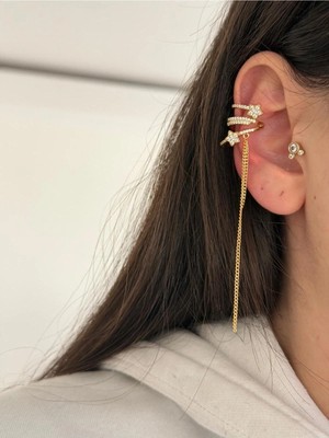 14K Çelik Üzeri Altın Kaplama Özel Seri Kıkırdak Küpe