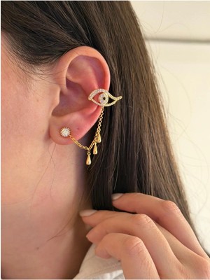 14K Çelik Üzeri Altın Kaplama Özel Seri Kıkırdak Küpe