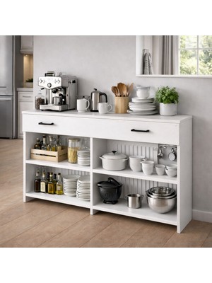 Bangu Petek Üstü Kahve Köşesi Dolabı ( Derinlik 47 cm ) Çok Amaçlı Kahve Standı BKDM008