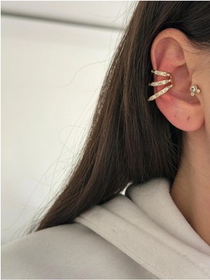 14K Çelik Üzeri Altın Kaplama Özel Seri Kıkırdak Küpe