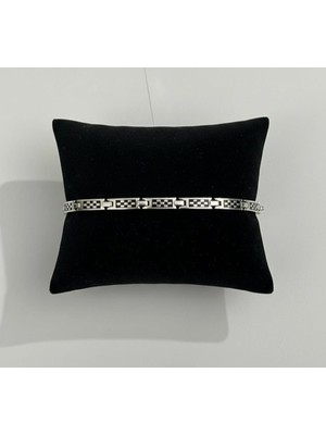 Desenli Gümüş Bileklik 925 Ayar Gümüş