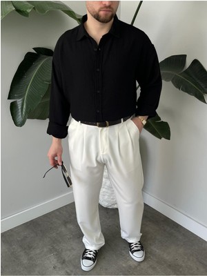 Erkek Müslin Kumaş %100 Pamuk Cepsiz Gömlek