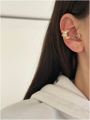 14K Çelik Üzeri Altın Kaplama Özel Seri Kıkırdak Küpe