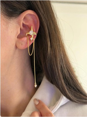 14K Çelik Üzeri Altın Kaplama Özel Seri Kıkırdak Küpe