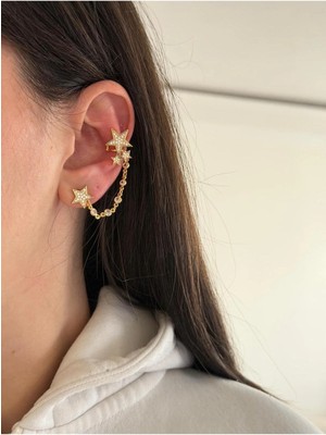 14K Çelik Üzeri Altın Kaplama Özel Seri Kıkırdak Küpe