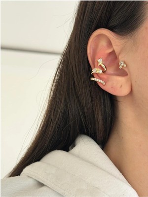 14K Çelik Üzeri Altın Kaplama Özel Seri Kıkırdak Küpe