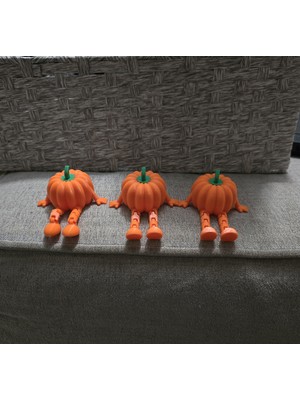 3D Snaxx 3'lü Dekoratif Balkabağı Figürü - Sevimli Tasarımlı Mini Raf Üstü Masa Süsü