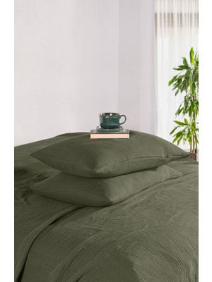 Comfort Craft 4 Katlı Müslin 2 Adet Yastık Kılıfı - 50X70 cm Definite Desenli Doğal Pamuklu Takım