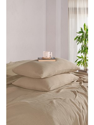 Comfort Craft 4 Katlı Müslin 2 Adet Yastık Kılıfı - 50X70 cm Definite Desenli Doğal Pamuklu Takım