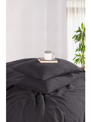 Comfort Craft 4 Katlı Müslin 2 Adet Yastık Kılıfı - 50X70 cm Definite Desenli Doğal Pamuklu Takım