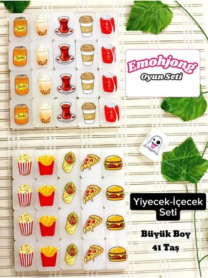 Emohjong Taş Eşleştirme Tiktok Fenomen Masa Oyunu Mahjong - Yiyecek Içecek Seti