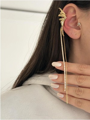 14K Çelik Üzeri Altın Kaplama Özel Seri Kıkırdak Küpe