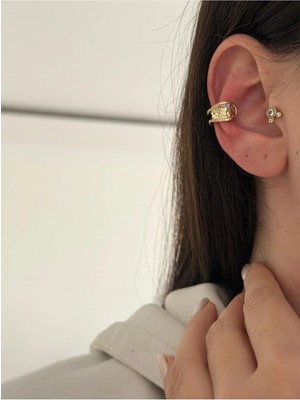 14K Çelik Üzeri Altın Kaplama Özel Seri Kıkırdak Küpe