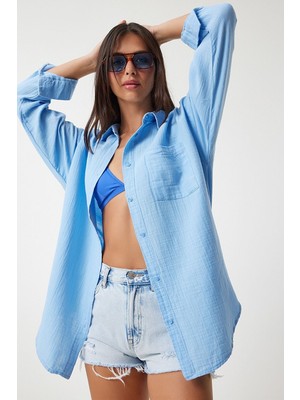 Aksesuarista Kadın Oversize Basic Müslin Gömlek