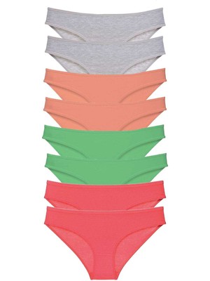 Royaleks 8 Adet Süper Eko Set Likralı Kadın Slip Külot Gri Pudra Yeşil Fuşya