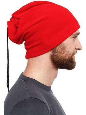 Karakaş Polar Unisex Ipli Bere ve Boyunluk Kırmızı