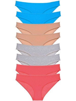 Royaleks 8 Adet Süper Eko Set Likralı Kadın Slip Külot Ten Gri Fuşya Mavi