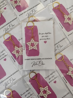 Umut Hediyecilik 8 Mart Dünya Kadınlar Günü Hediyesi Inci Anahtarlık 8 Adet