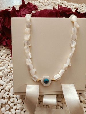 Karvina Sedef Doğaltaşlı Sedef Nazar Kolye