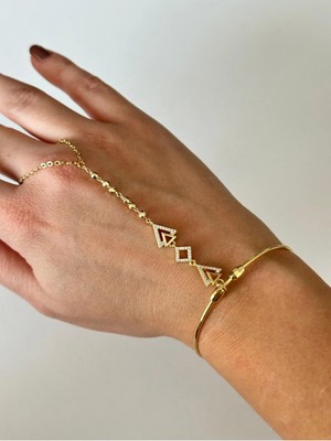 Çelik Zirkon Taşlı Şahmeran Bileklik