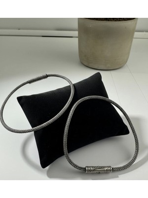 Örgü Desenli Gümüş Bileklik